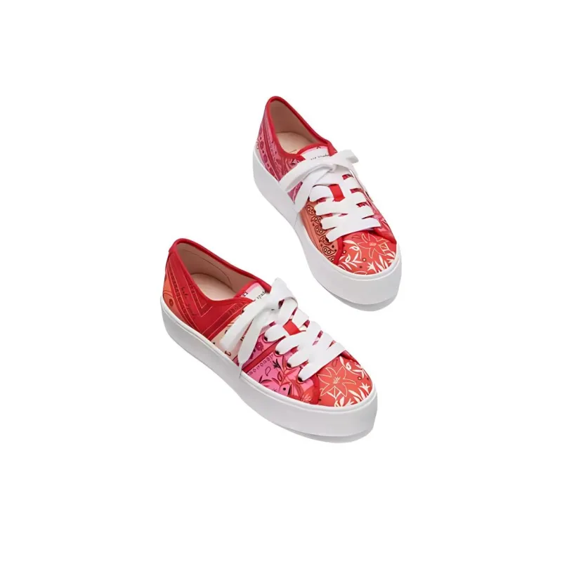 Kate Spade Serve Bandana Low-Top Canvas Shoes Women's Orange Red-4