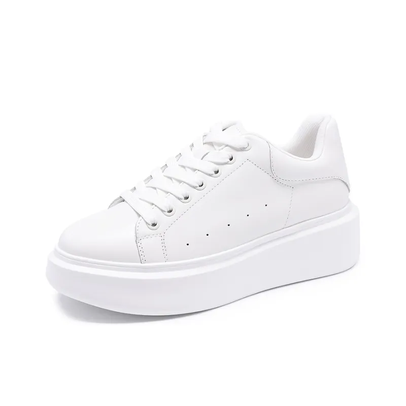 Satchi Cushioning Height Increasing Wear Resistant Slip Resistant Low Top Skateboard Shoes Women's White-1