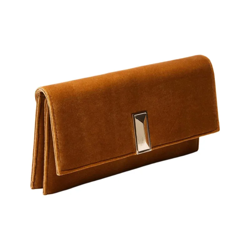 STEVE MADDEN Velvet One Shoulder Crossbody Clutches Women's Brown-1