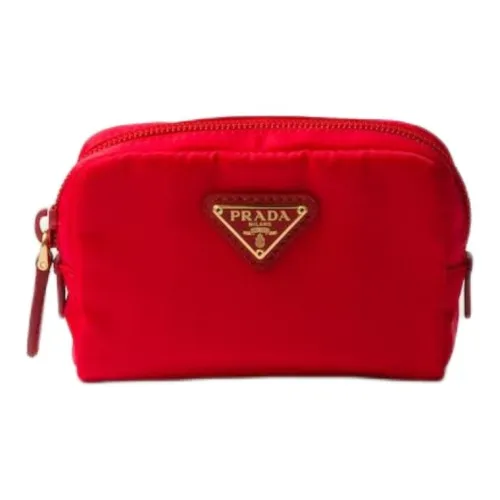 PRADA Re-Nylon Fabric Makeup Bag Women's Red