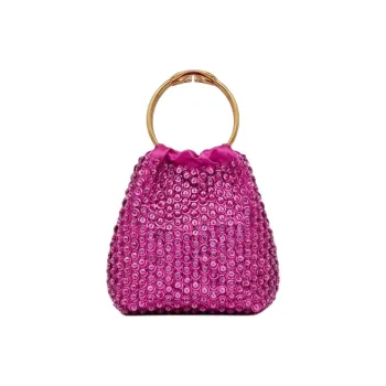 Valentino Embroidery Bucket Bags Handbags Small Size Women's Fuchsia