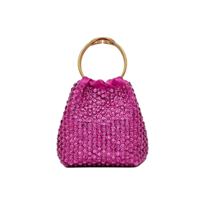 Valentino Embroidery Bucket Bags Handbags Small Size Women's Fuchsia-0