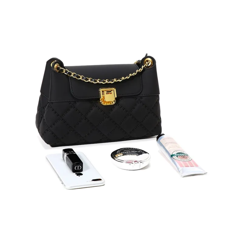 Carit&Koty Polyurethane With Synthetic Leather And Textile Shoulder Bag Women's Black-6