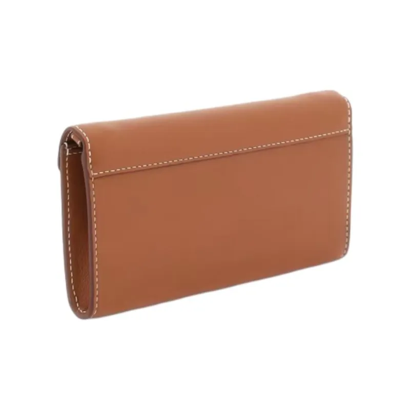Strathberry Calfskin Clutch Shoulder Bag Crossbody Bag Wallet Small Size Women's Brown-1