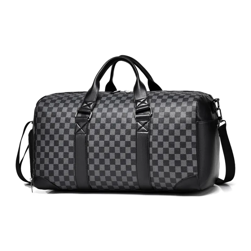 Kaka Tree PU Travel Bag Regular Unisex Black Checkerboard-1