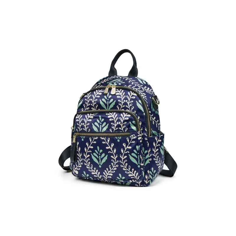 SANTA BARBARA POLO & RACQUET CLUB Fabric Cow Leather Patchwork Backpack Women's Blue/Royal Blue-1