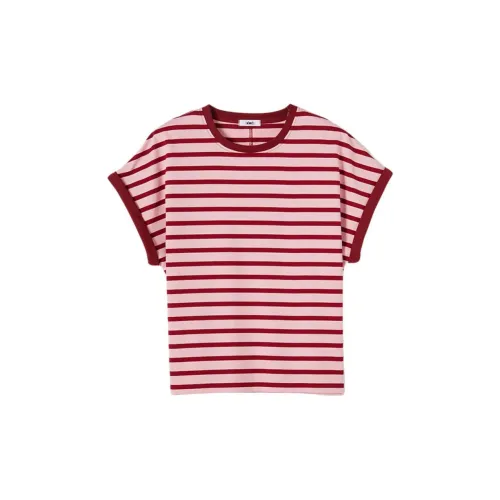 Dme T-Shirts Women's Red Striped