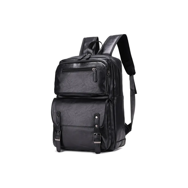 Kaka Tree PU Backpack Regular Unisex Black/Brown-0