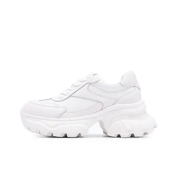 Satchi Height Increasing Wear-Resistant Slip-Resistant Low-Top Chunky Sneakers Women's White 7cm