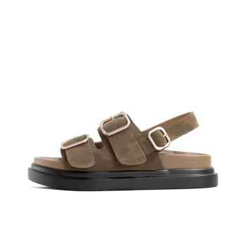 Old Meow Square Buckle Flat Roman Style Beach Sandals 4.5cm Women's