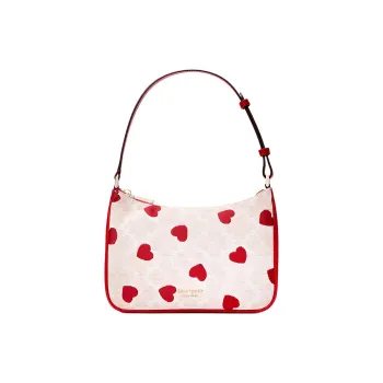 Kate Spade Fabric Cow Leather Patchwork Handbag Shoulder Bag Women's Strawberry Red & Light Pink