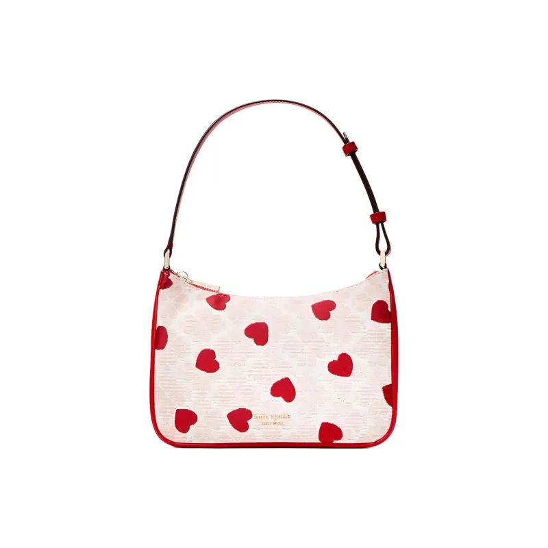 Kate Spade Fabric Cow Leather Patchwork Handbag Shoulder Bag Women's Strawberry Red & Light Pink-0