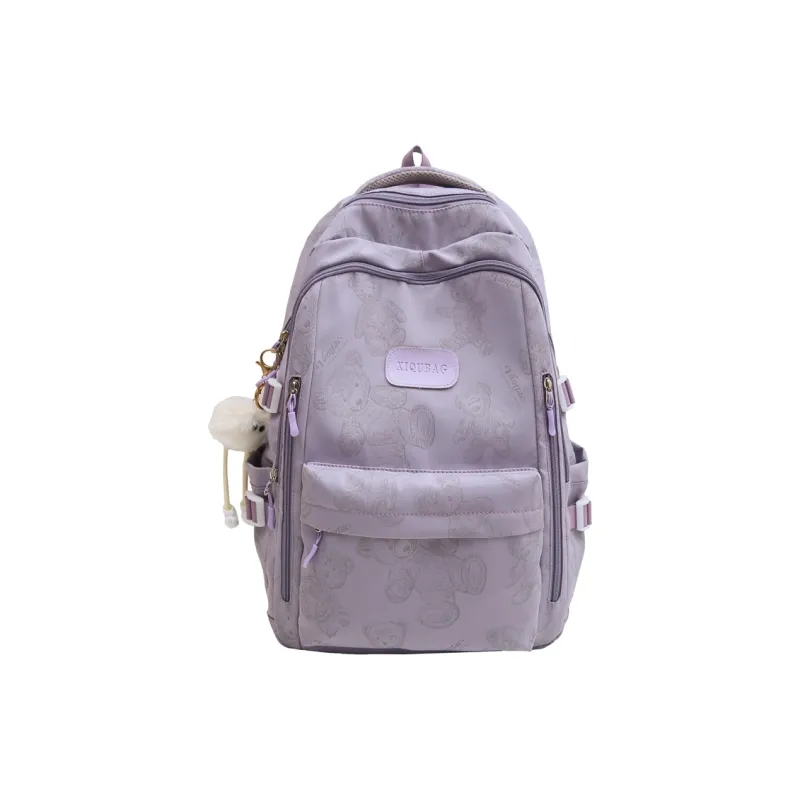 OURFUN Nylon Backpack Unisex White/Black/Purple/Green-5