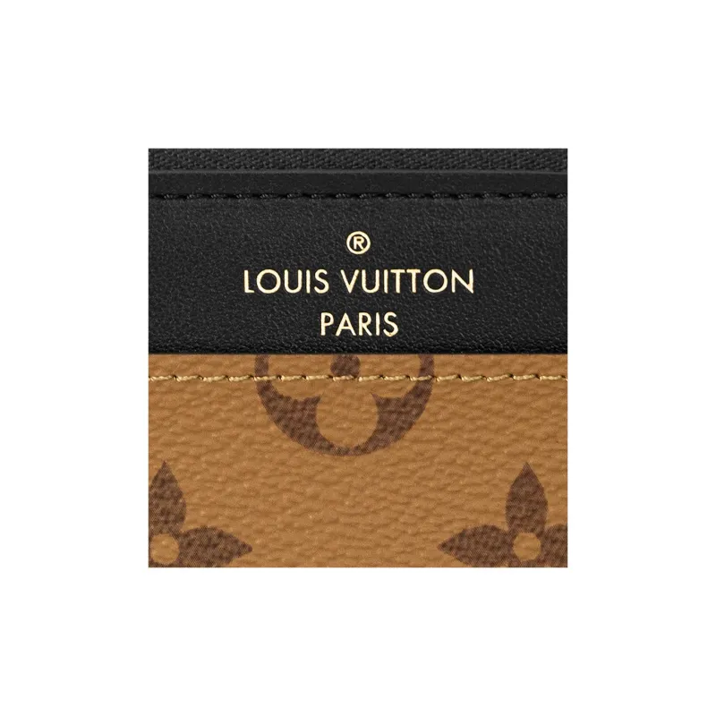 LOUIS VUITTON Monogram Reverse Coated Canvas Cow Leather Patchwork Clutch Unisex Brown-5