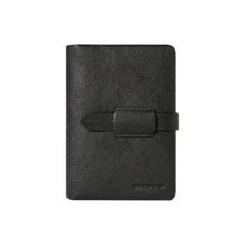 Sharkborough Cow Leather Wallet Leather Clip Passport Holder Coin Purse Card Holder Regular Men's Black