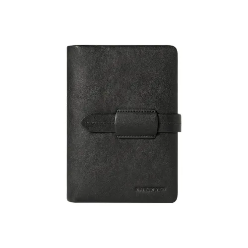 Sharkborough Cow Leather Wallet Leather Clip Passport Holder Coin Purse Card Holder Regular Men's Black