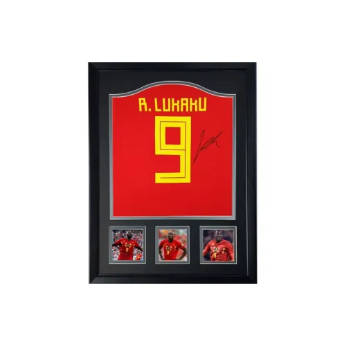 Three For Lukaku 2018 World Cup Belgium National Team, Autographed, Soccer Apparel Jersey, Includes Certificate Framed