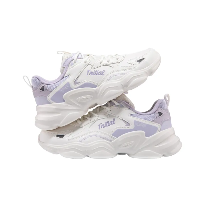 361° Wear-Resistant Low-Top Casual Shoes Women's White Purple-2