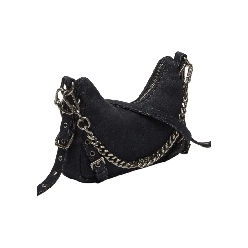 STEVE MADDEN Denim Hobo Bag Handbag Mini Women's Black-1