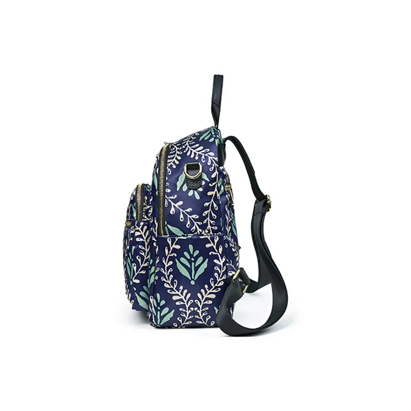 SANTA BARBARA POLO & RACQUET CLUB Fabric Cow Leather Patchwork Backpack Women's Blue/Royal Blue-3