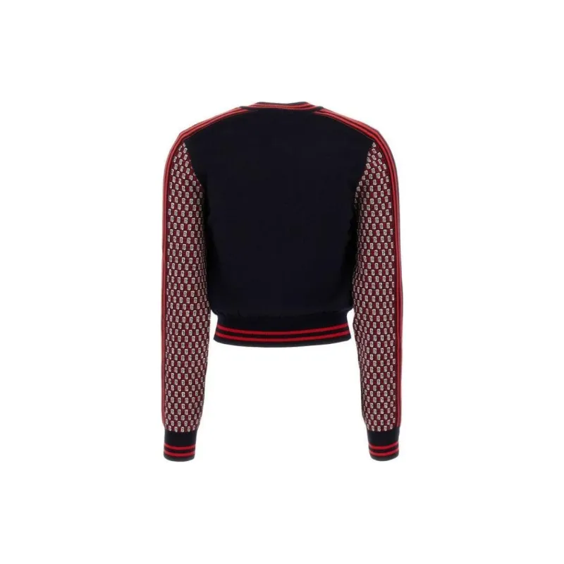 BALMAIN Cropped Monogrammed Knit Jumper-1