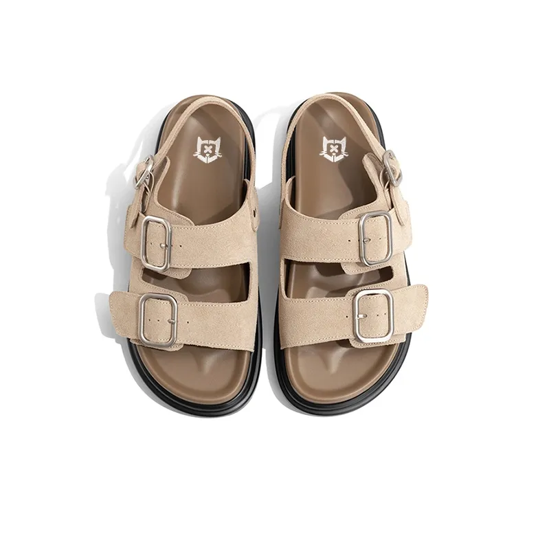 Old Meow Square Buckle Flat Roman Style, Beach Sandals 4.5cm Women's-4