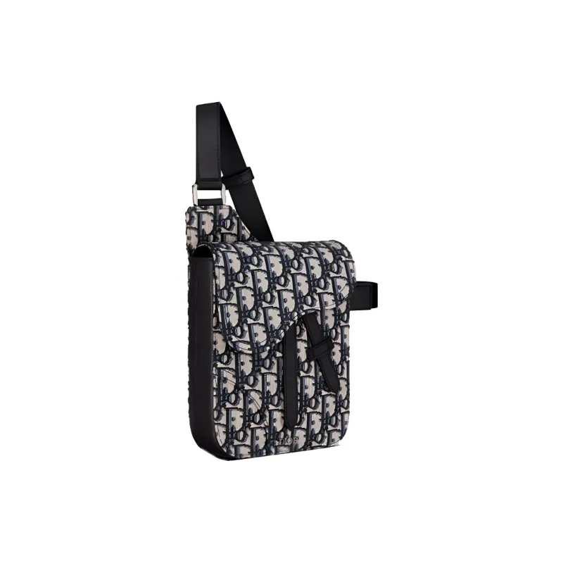 DIOR Saddle Cow Leather Saddle Bag, Shoulder Bag, Crossbody Bag, Clutch, Sling Bag Men's Beige & Black-2