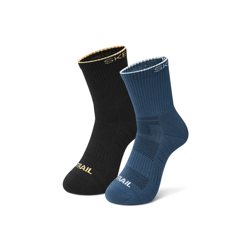 Skechers Mid Calf Socks Unisex 2 Pack Black/Dark Denim Blue-0