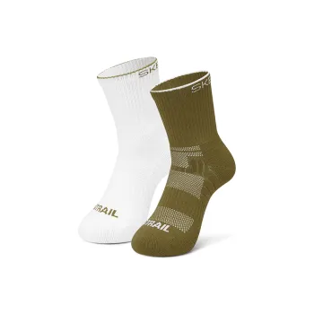 Skechers Mid Calf Socks Unisex 2 Pack White/Moss Green
