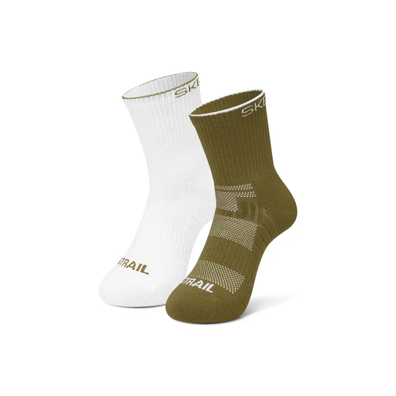 Skechers Mid Calf Socks Unisex 2 Pack White/Moss Green-0