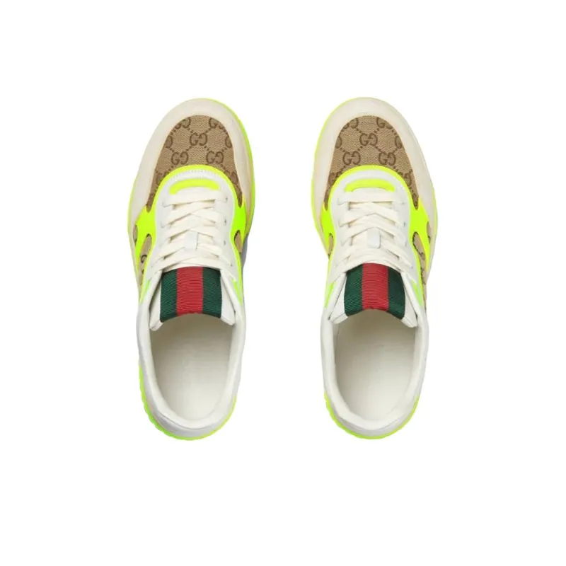 GUCCI Re Web Sneaker 'GG Canvas Beige Fluorescent Yellow'-2