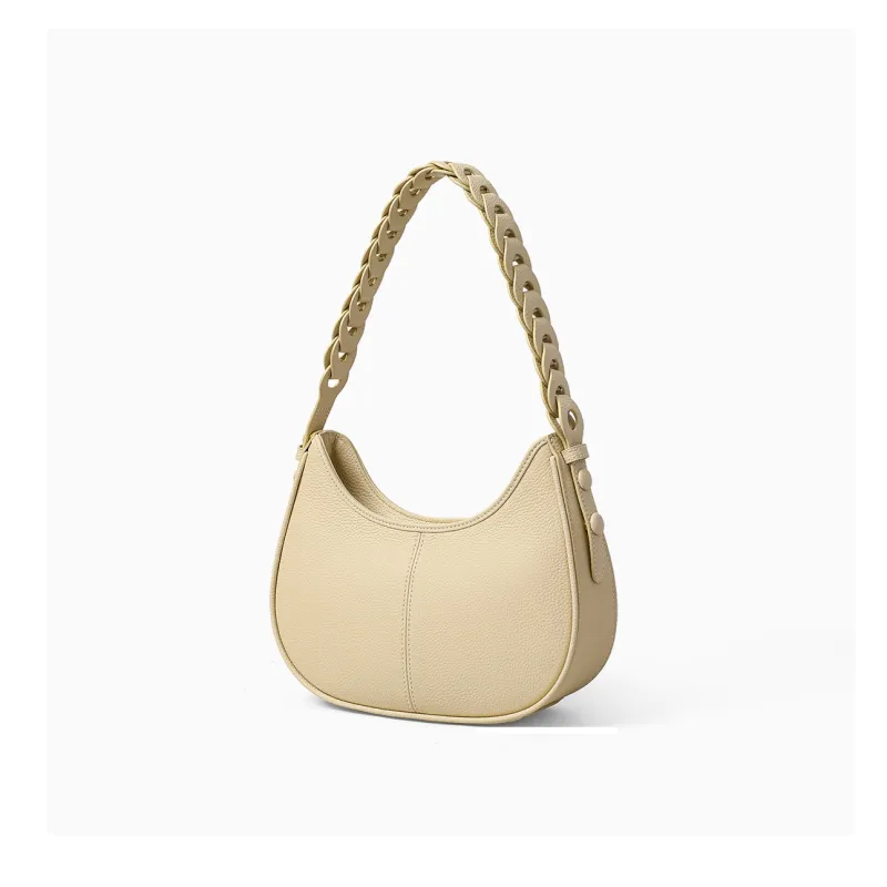 MILLIE'S Cow Leather With Synthetic Leather Handbag, Shoulder Bag, Saddle Bag Regular Women's Beige-2