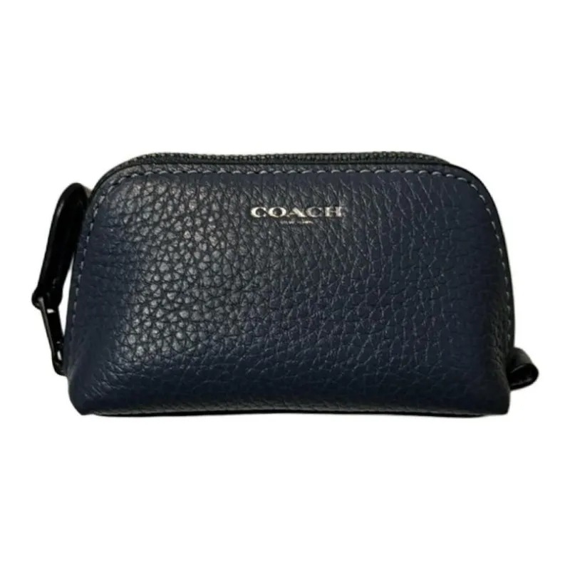 COACH Pebbled Leather Clutch Makeup Bag Mini Women's Blue-0