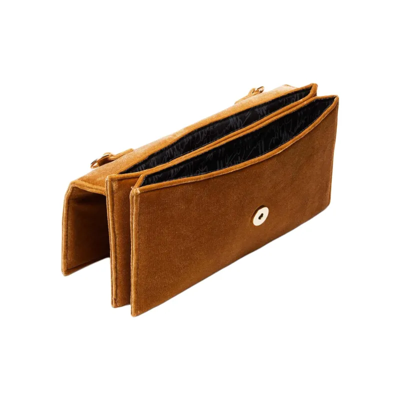 STEVE MADDEN Velvet One Shoulder Crossbody Clutches Women's Brown-4