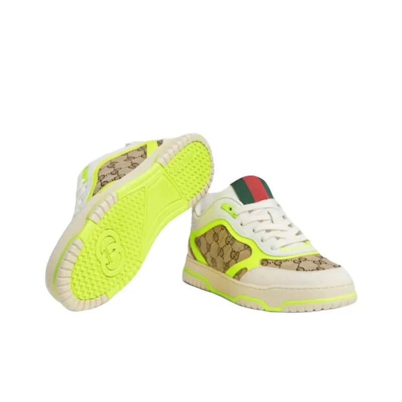 GUCCI Re Web Sneaker 'GG Canvas Beige Fluorescent Yellow'-4