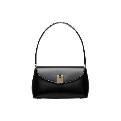 BALLY Grained Calfskin Handbag Small Size Women's Black