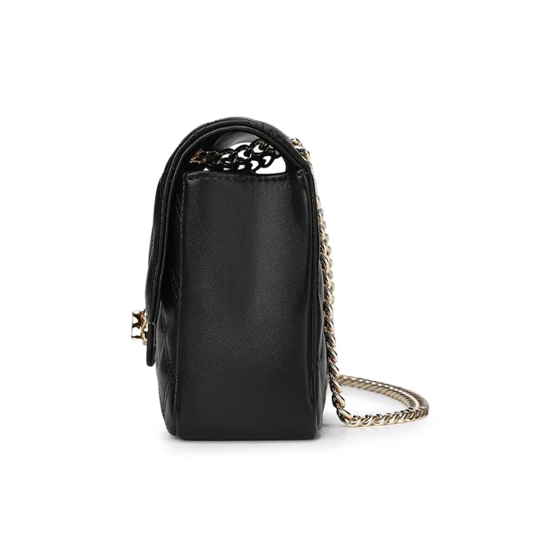 MEXICAN Polyurethane Diamond Pattern Chain Bag, Crossbody Bag Regular Women's Black/Ecru-3
