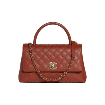 CHANEL Leather One Shoulder Handbag Women's Brown