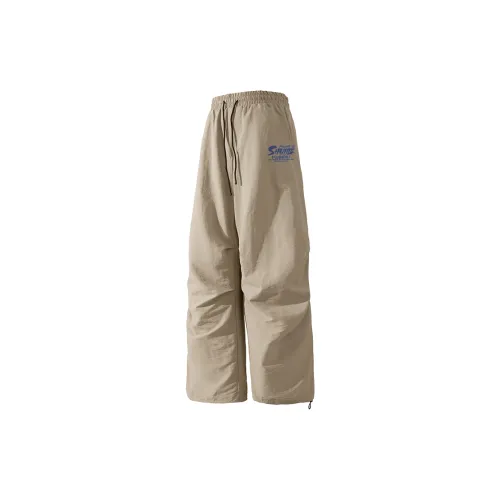 HUANQIU Cargo Pants Unisex Khaki Global Blue Logo Pants