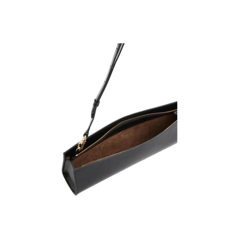 Manu Atelier Patent Leather Baguette Bag Handbag, Shoulder Bag Women's Black-2