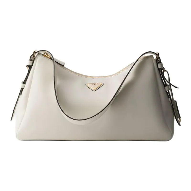 PRADA Leather Hobo Bag Handbag Shoulder Bag Women's White-0