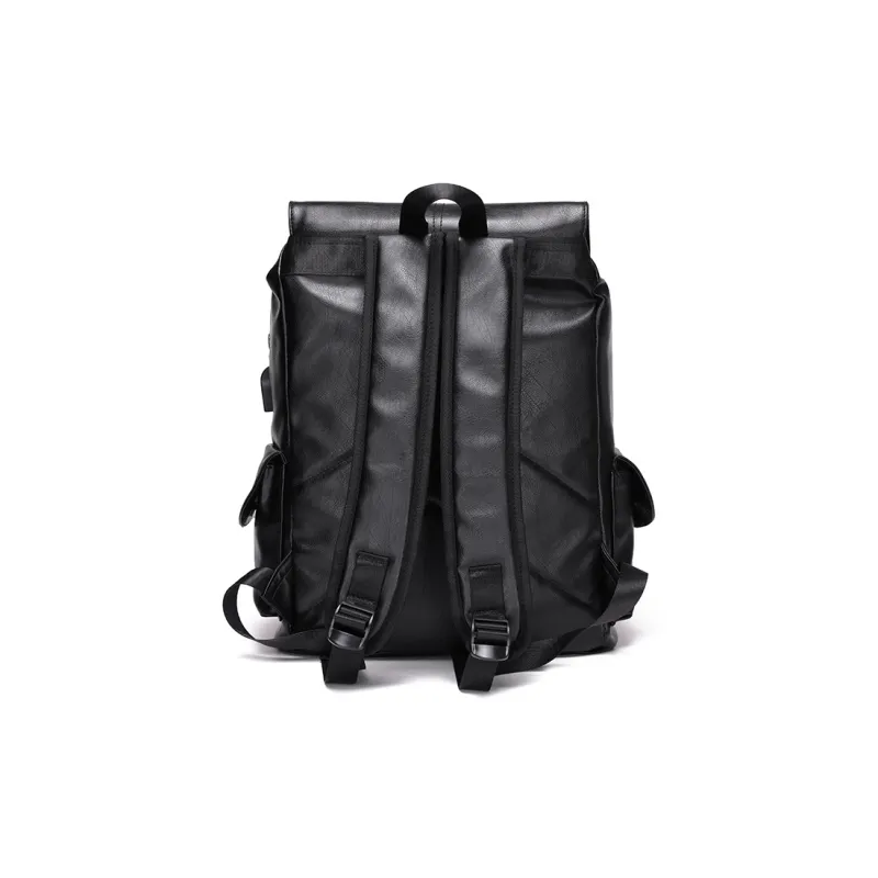 Kaka Tree PU Backpack Unisex Black/Brown-3