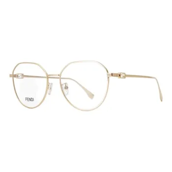 FENDI Metal Irregular Shape Eyeglass Frames Women's Gold