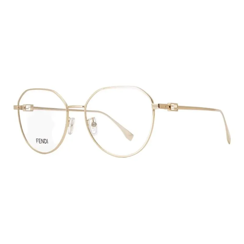 FENDI Metal Irregular Shape Eyeglass Frames Women's Gold-0