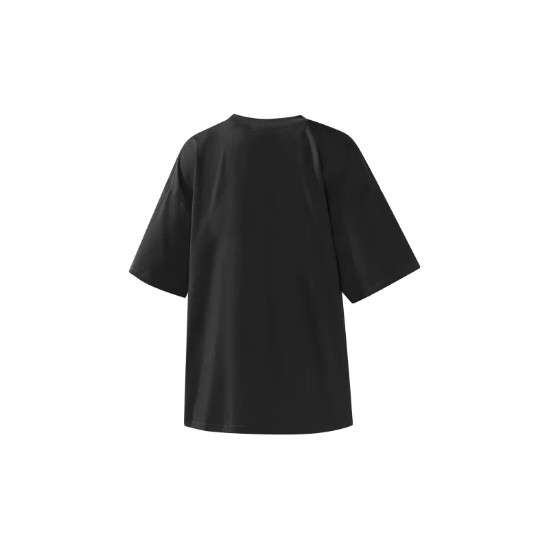 Libito Drop Shoulder Sleeve T Shirt Unisex Black-1