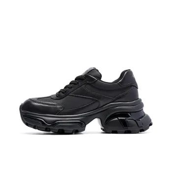 Satchi Height Increasing Wear Resistant Slip Resistant Low Top Chunky Sneakers Women's Black 7cm