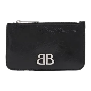 Balenciaga Logo Plaque Zipped Wallet
