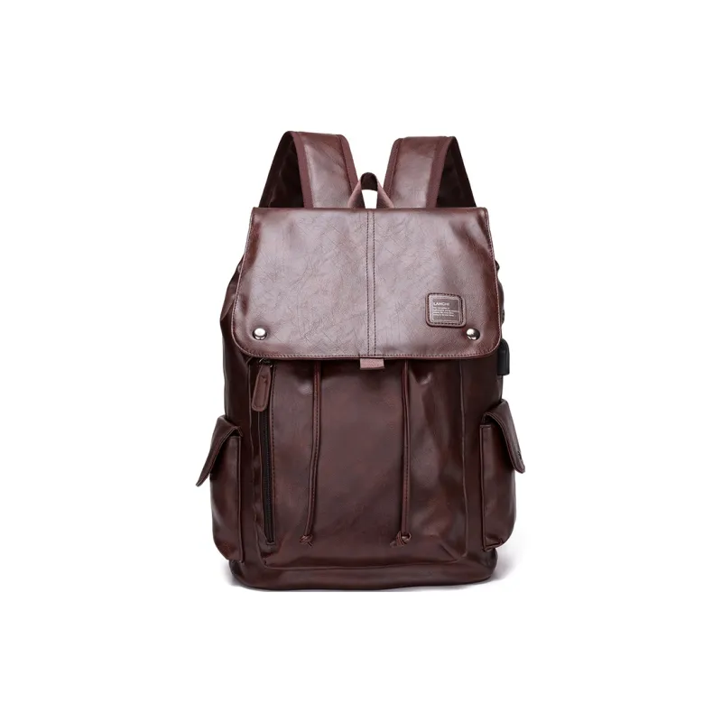 Kaka Tree PU Backpack Unisex Black/Brown-6