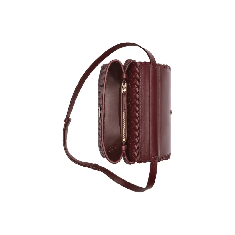 Bottega Veneta Patti Lambskin Shoulder Bag, Crossbody Bag, Handbag Trumpets Women's Cherry Red-1
