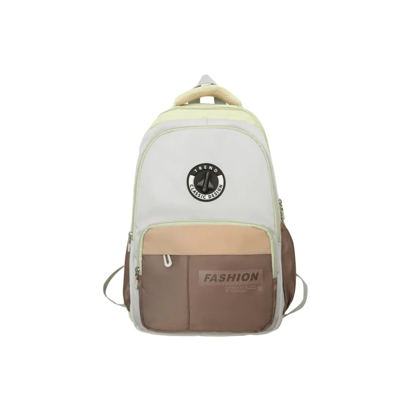 Kaka Tree Nylon Backpack Unisex Black/White & Black/Orange & Coffee/Green & Coffee-7